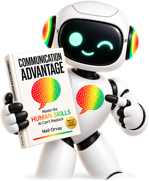The Communication Advantage AI Engine holding a copy of Communication Advantage